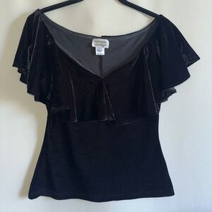 Ruffly Black Top | by Unique Vintage